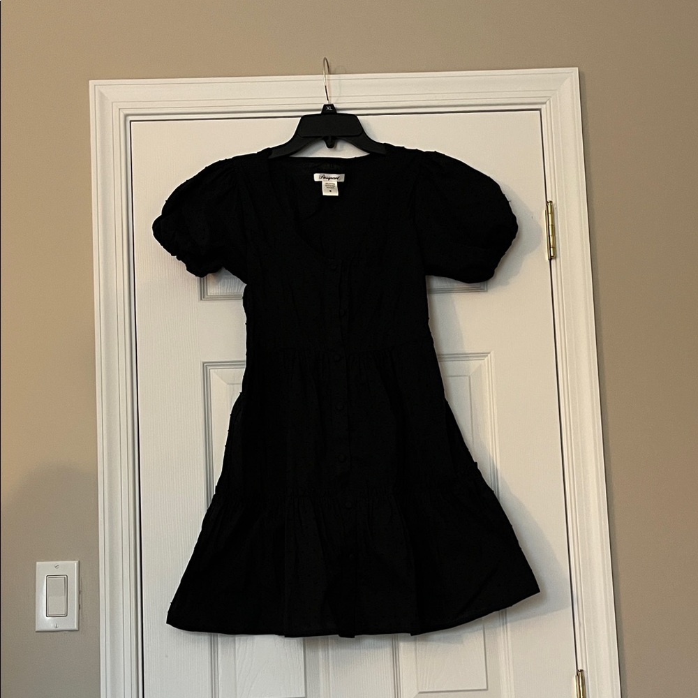 Navy Blue Puff Sleeve Dress